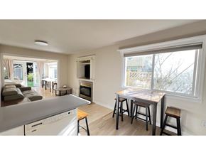 White Rock apartment for rent - A kitchen with a dining table and chairs is shown.