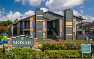 Pasadena apartment for rent - The image shows a building with the name MOSAIC on a sign in front of it.