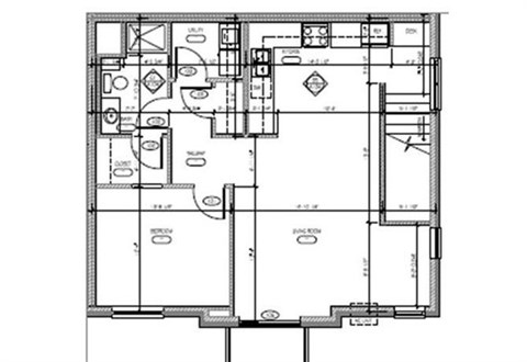 Floor plan for 1 bed, 1 bath, 875 sqft