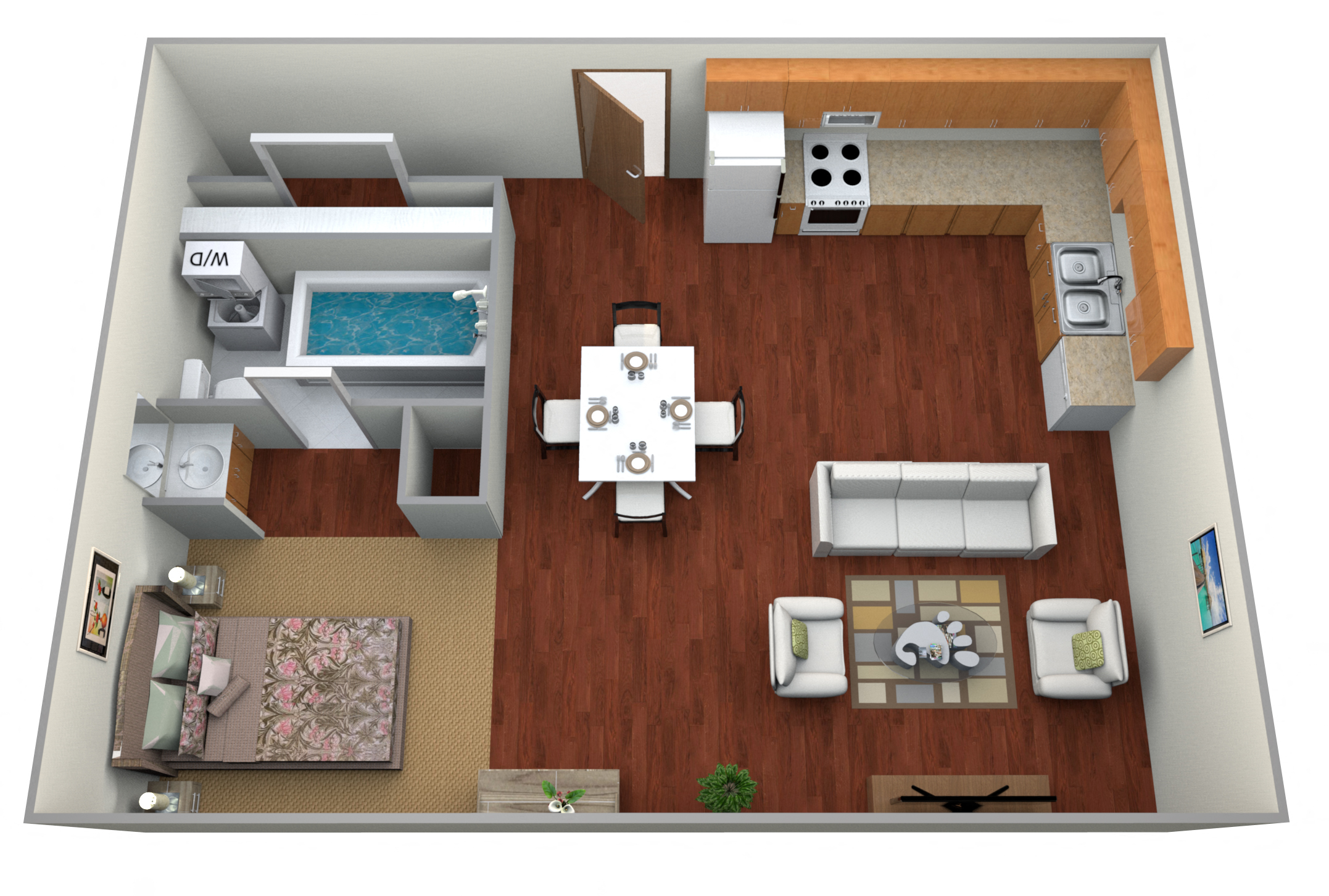 Floor plan for studio, 1 bath, 575 sqft