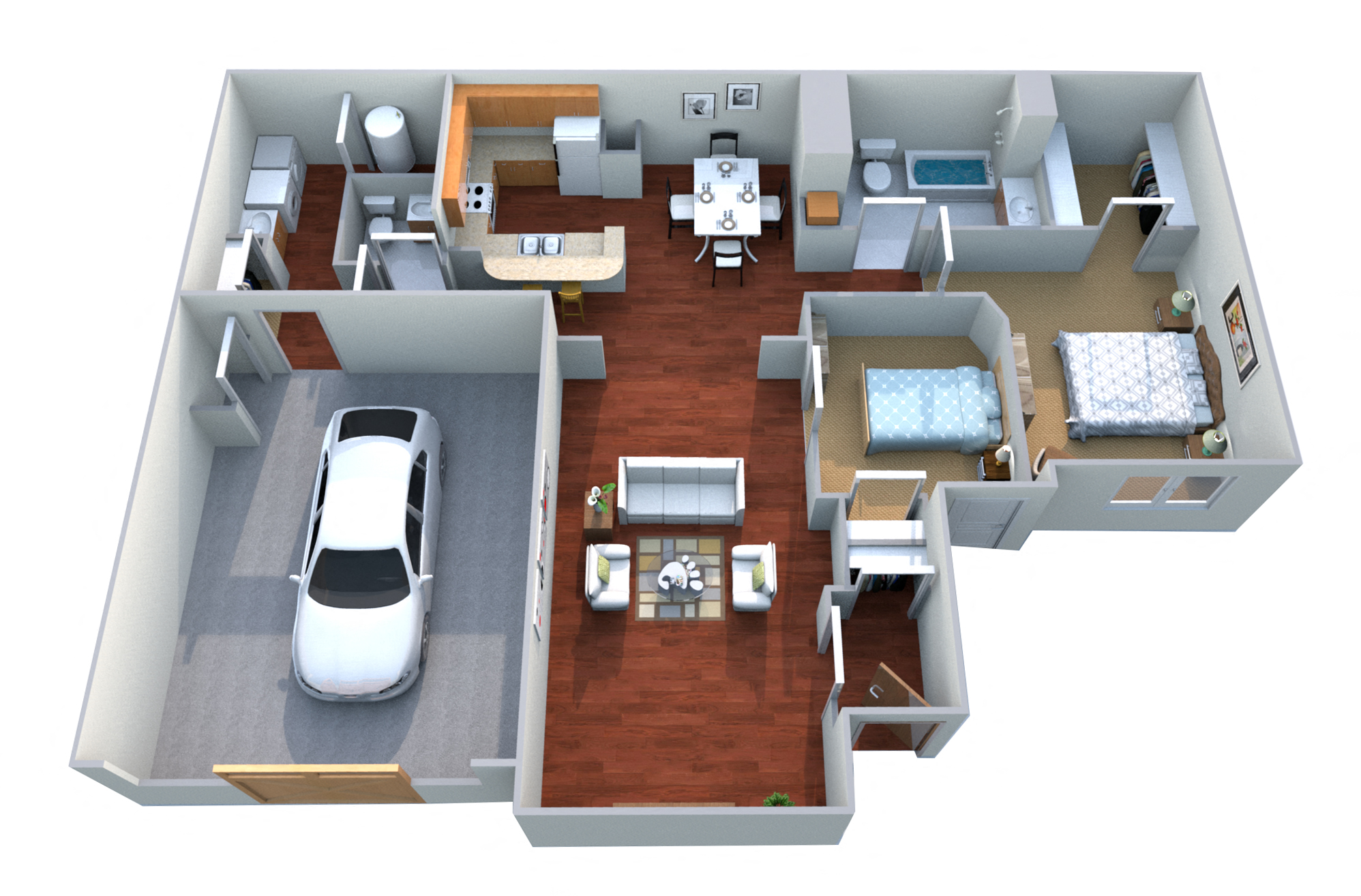 Floor plan for 2 beds, 2 baths, 1219 sqft