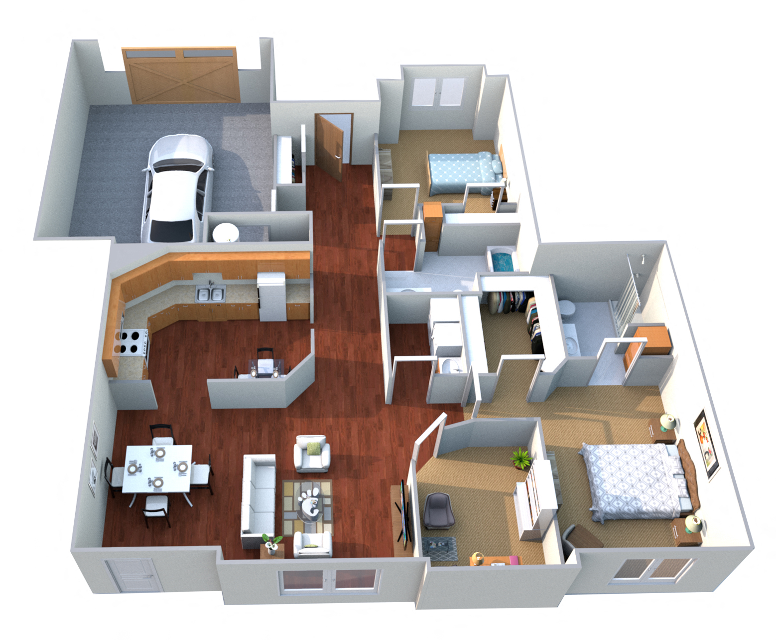 Floor plan for 2 beds, 2 baths, 1437 sqft