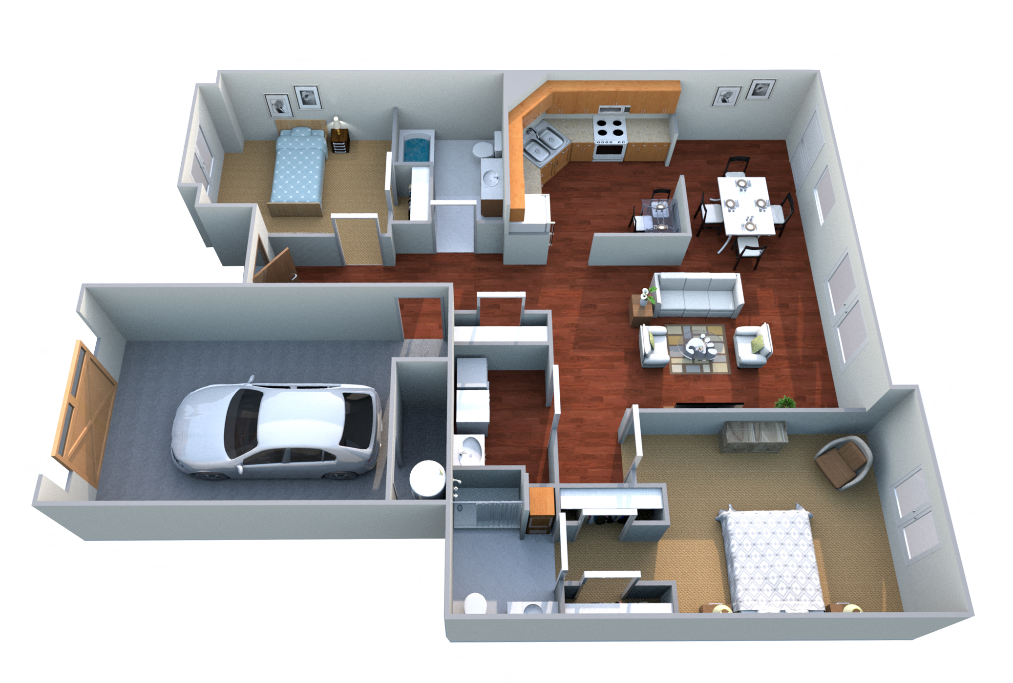 Floor plan for 2 beds, 2 baths, 1523 sqft