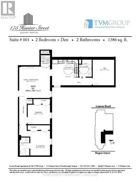 Peterborough (Ashburnham Ward 4) condo for rent - Floor plan for a suite at 175 Hunter Street.