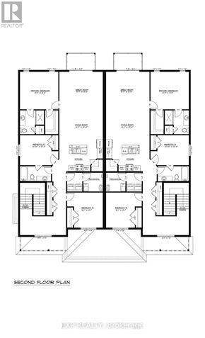 Russell apartment for rent - A black and white image of a second floor plan for a building.