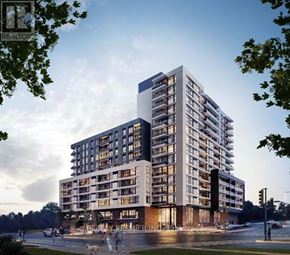 Toronto (Bendale) condo for rent - A modern multi-story building with a glass facade is depicted in the image.