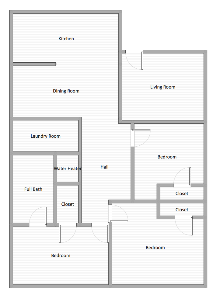 Floor plan for 3 beds, 2 baths, 1325 sqft