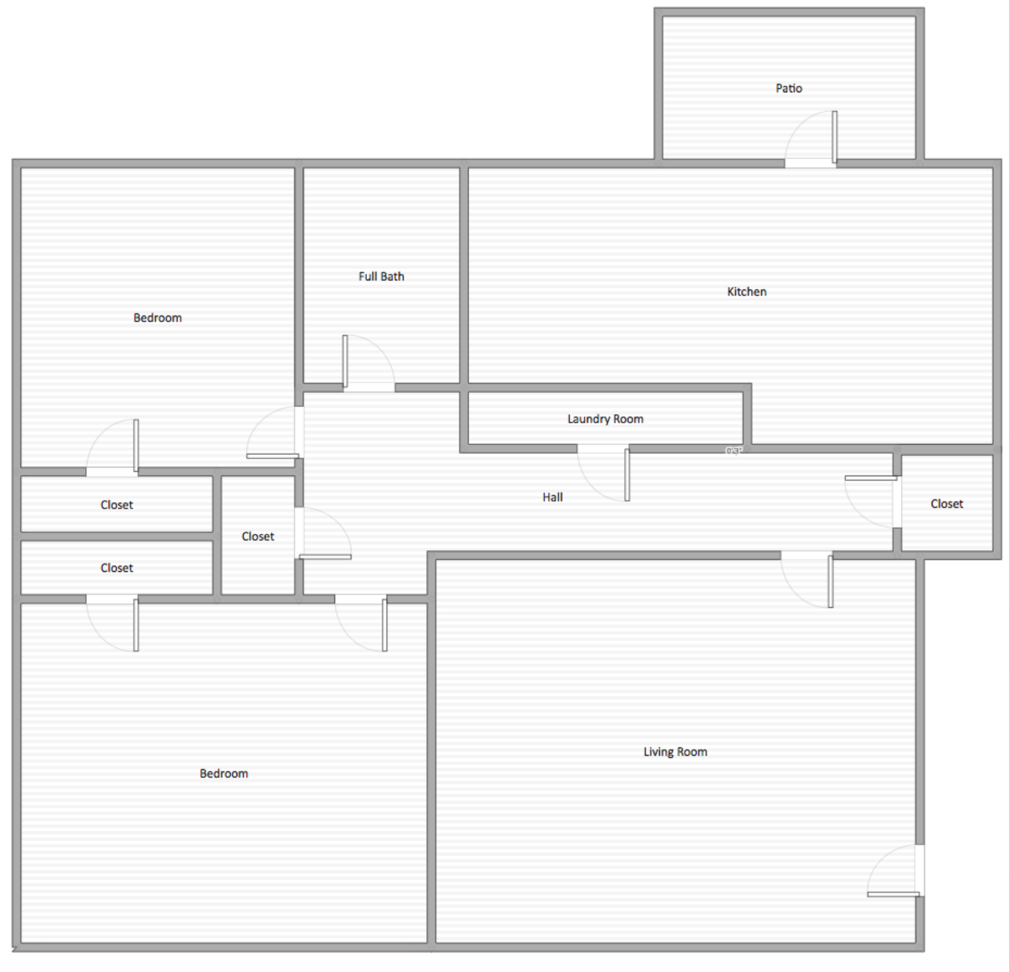 Floor plan for 2 beds, 1 bath, 900 sqft