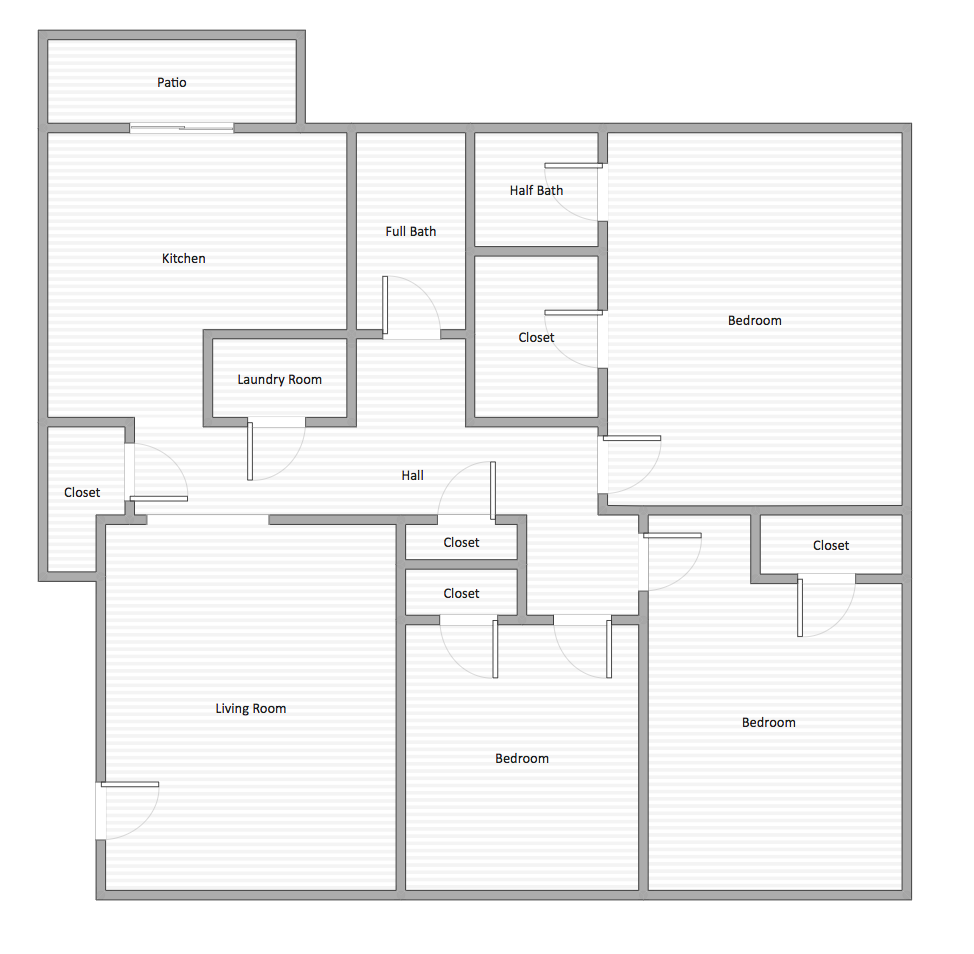 Floor plan for 3 beds, 1.5 baths, 1064 sqft