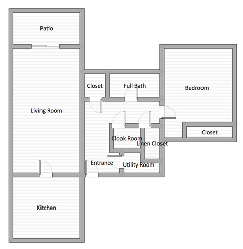 Floor plan for 1 bed, 1 bath, 816 sqft