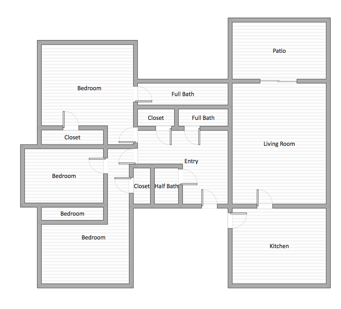 Floor plan for 3 beds, 2 baths, 1282 sqft