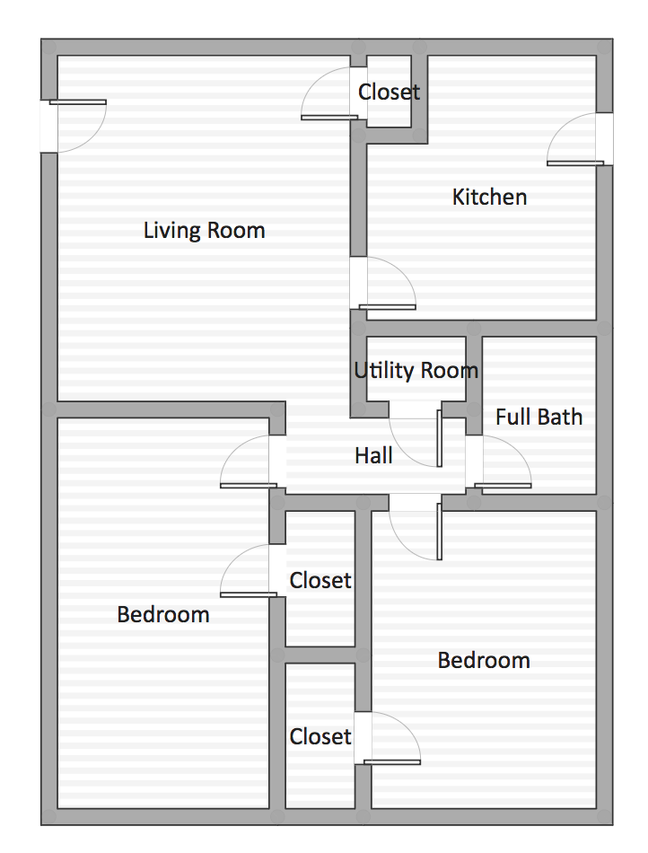 Floor plan for 2 beds, 1 bath, 900 sqft