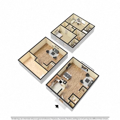 Floor plan for 2 beds, 1.5 baths, 1400 sqft