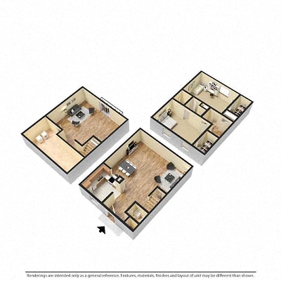 Floor plan for 3 beds, 1.5 baths, 1400 sqft