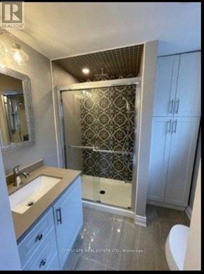 Toronto (Parkwoods-Donalda) apartment for rent - A bathroom with a sink, mirror, and shower.