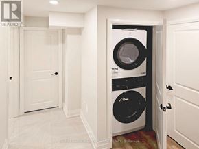 St. Catharines (Haig) apartment for rent - A white washer and dryer are in a small closet.
