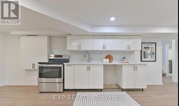 Richmond Hill (Crosby) apartment for rent - A modern kitchen with white cabinets and stainless steel appliances.