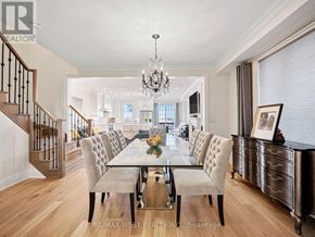Richmond Hill (Oak Ridges) apartment for rent - A dining room with a table set for six with a chandelier hanging from the ceiling.