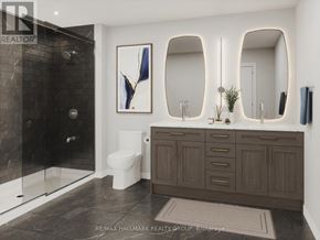Ottawa apartment for rent - A bathroom with a toilet, sink, and mirror.