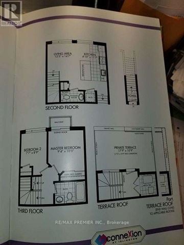 Toronto (Islington-City Centre West) condo for rent - A booklet shows floor plans for a house with two bedrooms, a master bedroom, and a terrace.