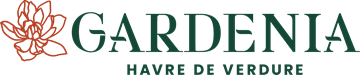 Lachine apartment for rent - A logo with a flower and the words "Gardenia" and "Havre de Verdure" written in green.
