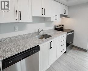 Kitchener apartment for rent - A kitchen with white cabinets and a granite countertop.