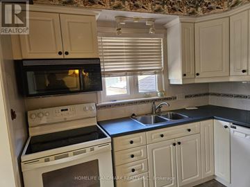 Toronto (Bendale) apartment for rent - A kitchen with a stove top oven and microwave.