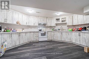 Brampton (Brampton South) apartment for rent - A kitchen with white cabinets and a wooden floor.