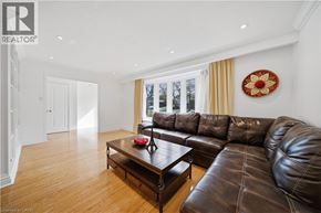 Oakville apartment for rent - A brown leather couch sits in a spacious living room.