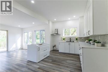 Glanbrook apartment for rent - A modern kitchen with white cabinets and a wooden floor.