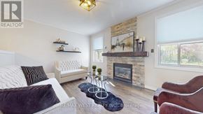 Barrie (East Bayfield) apartment for rent - A living room with a fireplace and a couch.