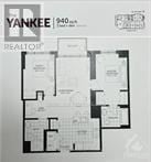 Ottawa condo for rent - A Yankee Realtor floor plan shows a total of 940 square feet.