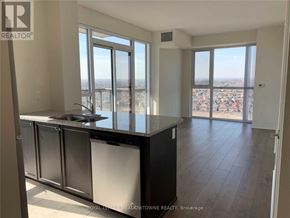 Mississauga (Creditview) condo for rent - A spacious kitchen with a view of the city.