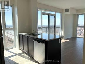 Mississauga (Creditview) condo for rent - A kitchen with a view of the city.
