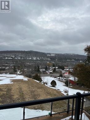 Asphodel-Norwood apartment for rent - A view from a balcony overlooking a snowy landscape.