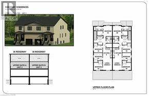 Guelph townhouse for rent - A drawing of a house with a floor plan for the upper floor.