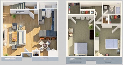 Floor plan for 2 beds, 1.5 baths, 1104 sqft