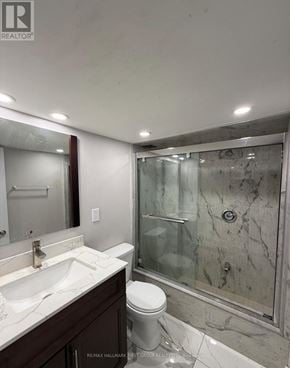 Pickering (Brock Ridge) apartment for rent - A bathroom with a sink, toilet and shower.