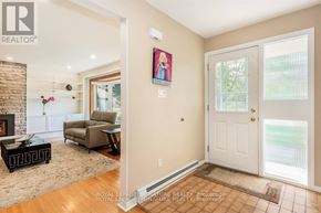 Oakville (Br Bronte) apartment for rent - A living room with a fireplace and a painting on the wall.