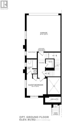 Richmond Hill (Headford Business Park) townhouse for rent - A black and white image of a floor plan for a property with a garage, guest bedroom, and unspecified rooms.
