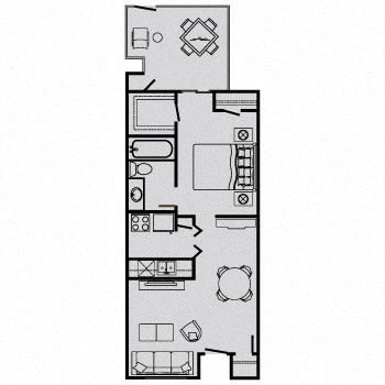 Floor plan for studio, 1 bath, 565 sqft