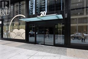 Toronto (Bay Street Corridor) condo for rent - A building with a large glass window and a sign that says "20" on it.