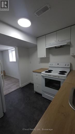 Hamilton (Stoney Creek Mountain) apartment for rent - A kitchen with white appliances and a wooden counter.