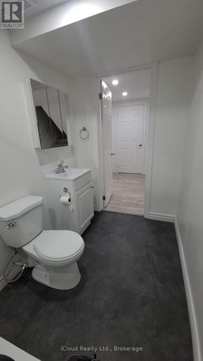 Hamilton (Stoney Creek Mountain) apartment for rent - A white toilet in a small bathroom.