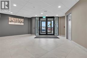 Windsor condo for rent - A hallway with a glass door entrance and a framed picture on the wall.