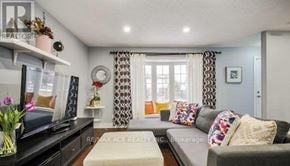 Toronto (Rouge) apartment for rent - A living room with a grey couch, a television, and a coffee table.
