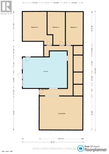 Ottawa multi-family for rent - A floor plan for a home with three bedrooms and a living room.