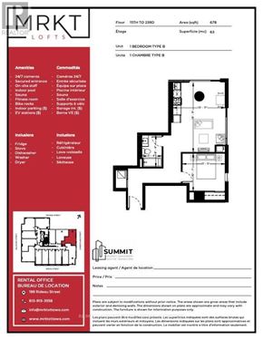 Ottawa condo for rent - A floor plan for a 15th to 23rd floor apartment with a garage and a summit.