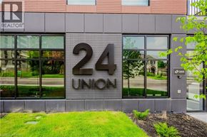 Waterloo condo for rent - A building with a large number 24 and the word UNION on it.