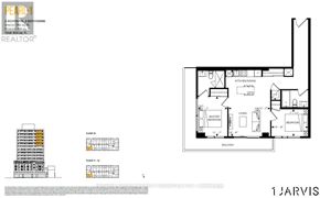 Hamilton (Beasley) condo for rent - A floor plan for a 2 bedroom, 2 bathroom apartment.